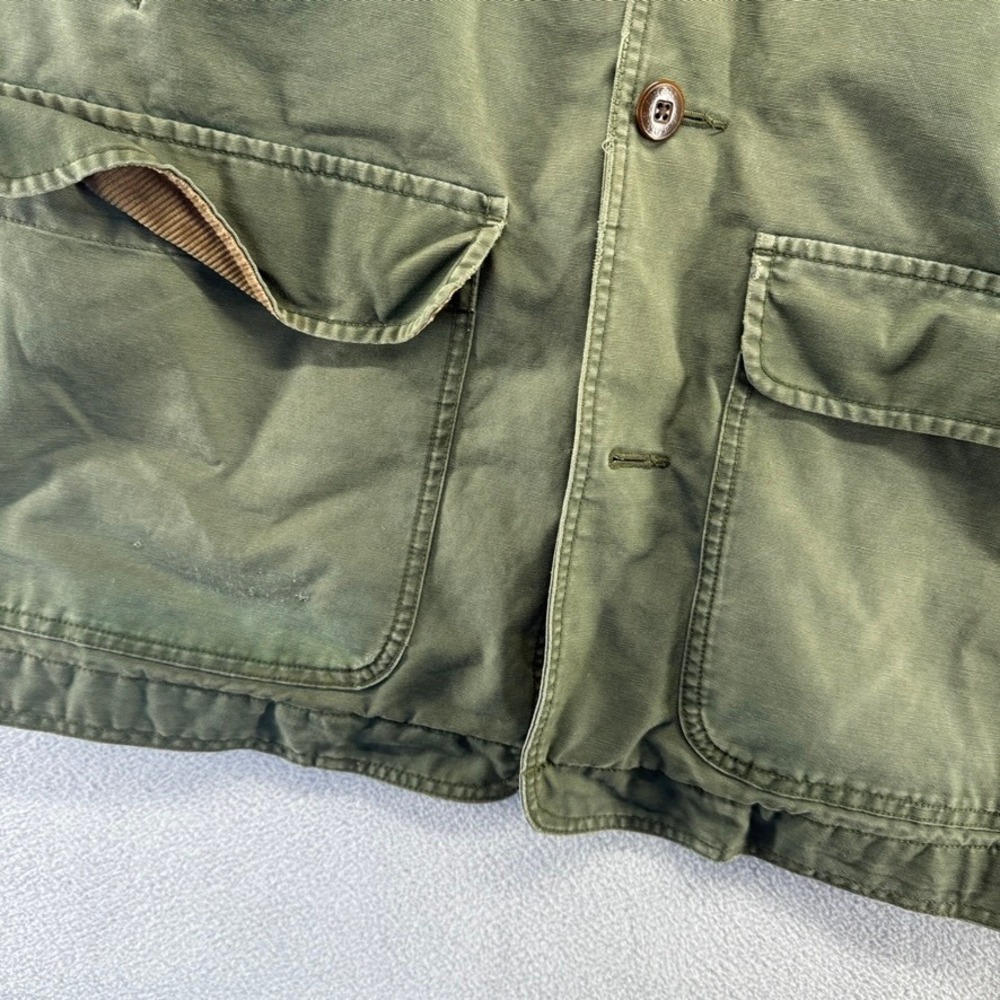 Vintage LL Bean Jacket Men's Medium Green Barn Coat Canvas Lined Distressed y2k - Picture 4 of 14